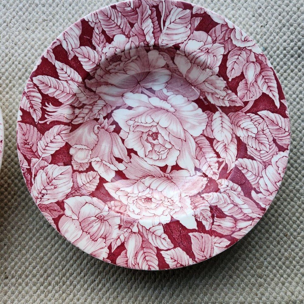 2 Myott Son and Company England Pink Bermuda Rose Chintz Rimmed Soup Bowls - Picture 2 of 7
